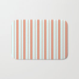 [ Thumbnail: Dark Salmon & Light Cyan Colored Lines/Stripes Pattern Bath Mat ]