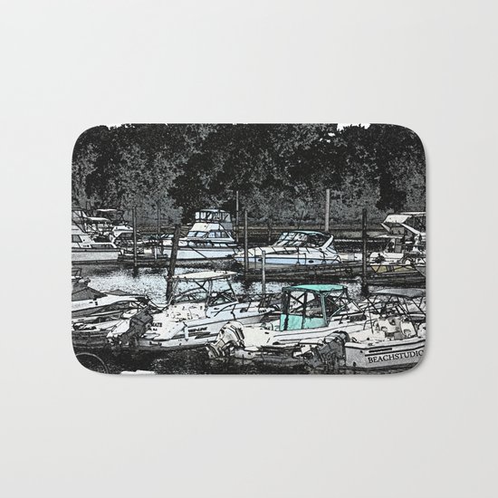 all Boats in a Row Bath Mat