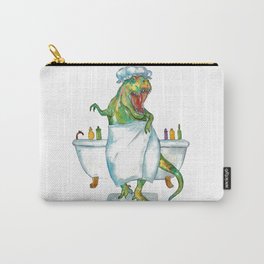 T-rex taking bath dinosaur painting Carry-All Pouch