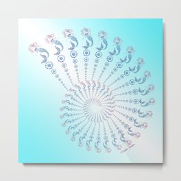 Tribal Mermaid Spiral Shell Turquoise Metal Print | Creations, Nautilus, Tribal, Graphicdesign, Graphic Design, Spiral, Artsytoo, Mixed Media, Purpleblue, Pink 