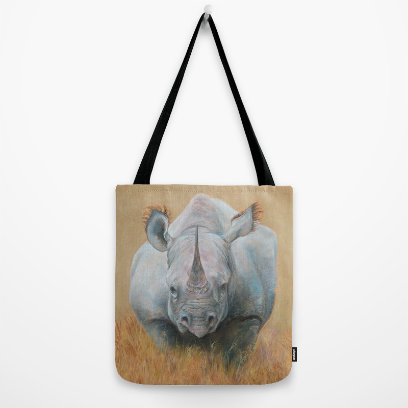 Black Rhino Rhinoceros Grocery Travel Reusable Tote Bag 