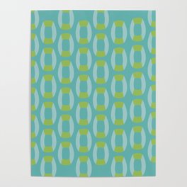 Retro Mid Century Modern Teal Abstract Pattern  Poster