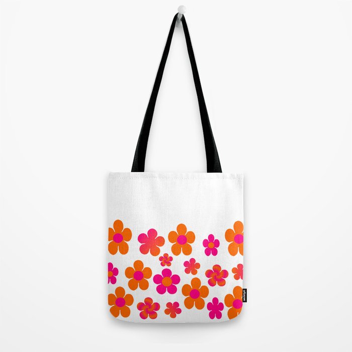 Hot pink and orange floral Tote Bag by celestesheffey | Society6