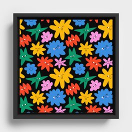 Colorful abstract shape cartoon character seamless pattern Framed Canvas