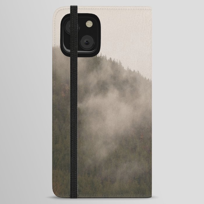 Misty Pine Forest in the Scottish Highlands iPhone Wallet Case