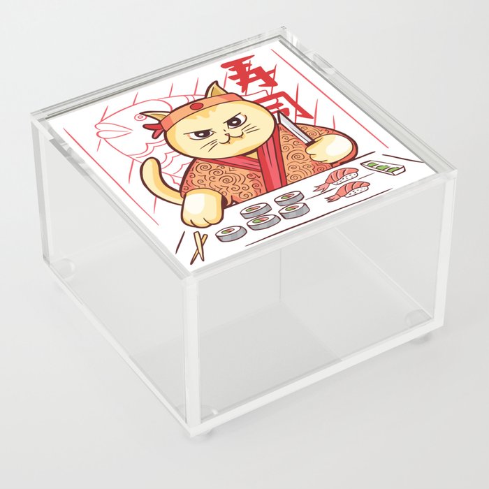 Sushi Cat Chef  Acrylic Box