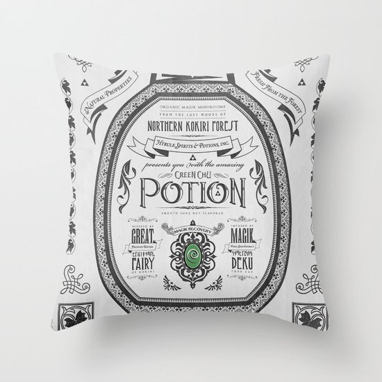 Legend of Zelda Green Chu Potion Advertisement Throw Pillow
