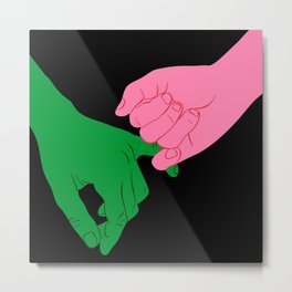 Colorful people holding hands flat cartoon illustration print Metal Print