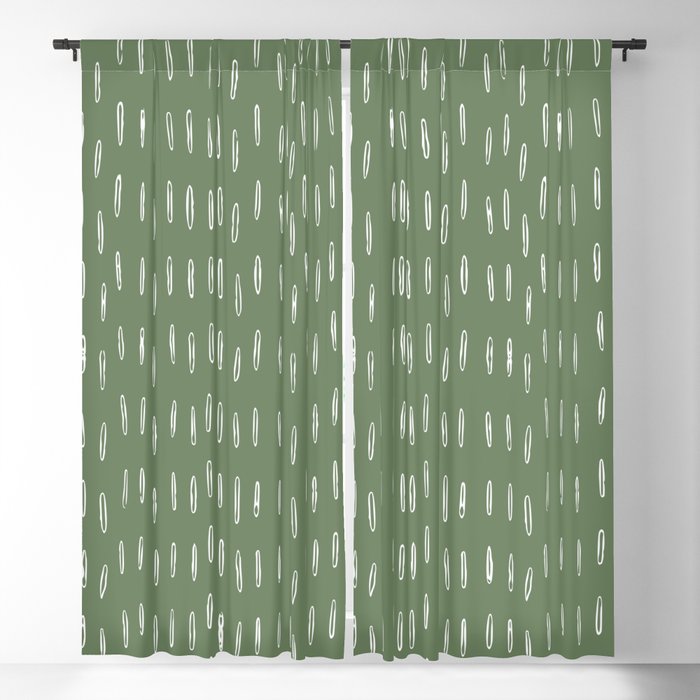 Let It Snow, Green and White, Boho Art Blackout Curtain