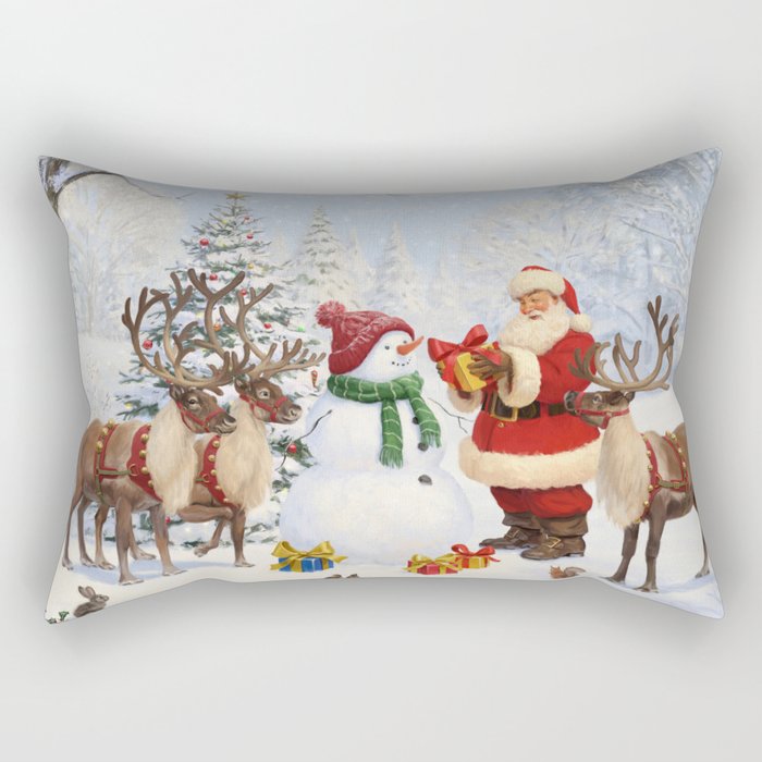 Santa and the snowman Rectangular Pillow