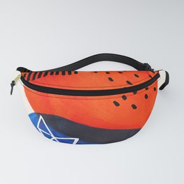 Mid Century Modern abstract Minimalist Fun Colorful Shapes Patterns Orange Blue Bubbles Organic Fanny Pack
