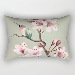 Sakura Rectangular Pillow | Cherry, Digitalart, Blossom, Spring, Digital, Hummingbird, Flowers, Painting, Spadecaller, Springtime 