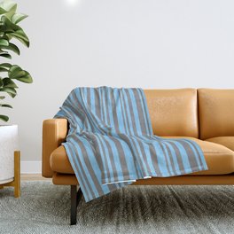 [ Thumbnail: Light Sky Blue and Gray Colored Stripes Pattern Throw Blanket ]