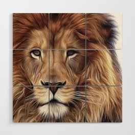 Lion Portrait Wood Wall Art