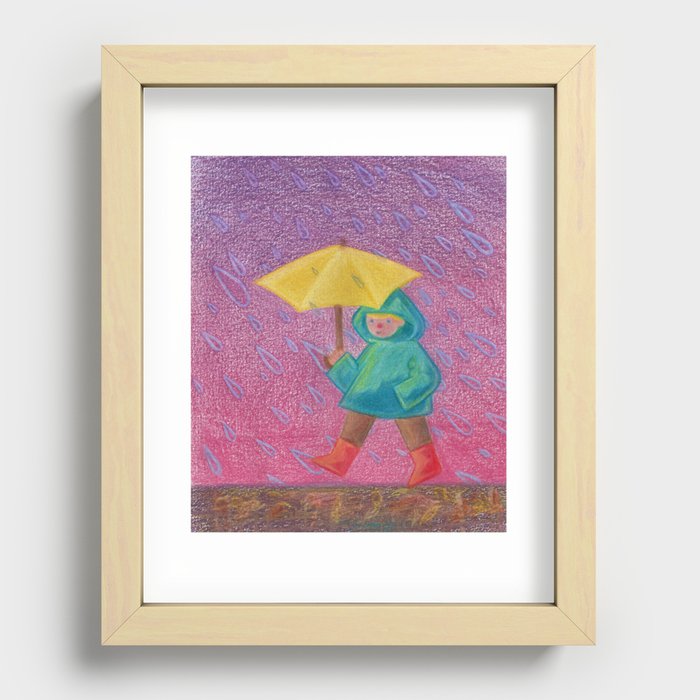 Walk In The Rain Recessed Framed Print