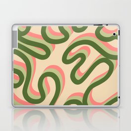 Enae - Green and Pink Retro Ribbon Swirl Pattern Laptop Skin