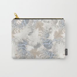 Owls, fashionable, modern, abstract, white, gray, blue, muted , pastel, beige, brown, Carry-All Pouch | Birdfeathers, Fashionable, Brown, Hawkfeathers, Modern, Digital, Pattern, Abstract, Blue, Owls 