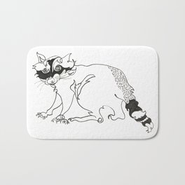 Racoon Bath Mat | Mapaches, Woodland, Animal, Whiskers, Minimalist, Furryfriend, Monochrome, Loosestyle, Racoons, Abstract 