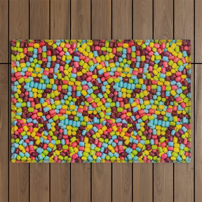 Cotton Candy Marshmallow Candies Pattern Outdoor Rug