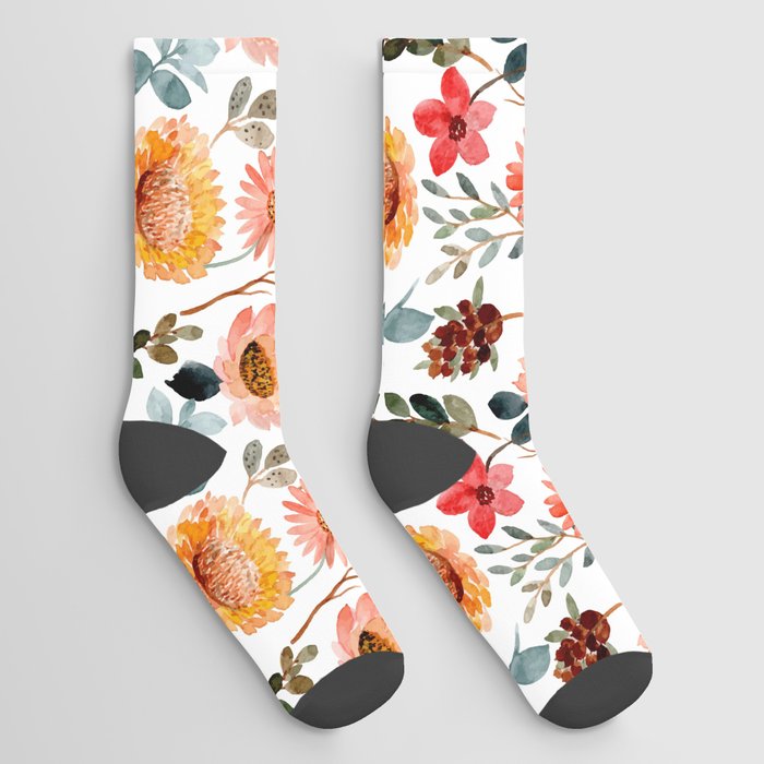Watercolor floral Socks