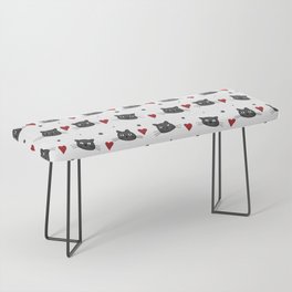 Cute cat faces, hearts and dots pattern Bench