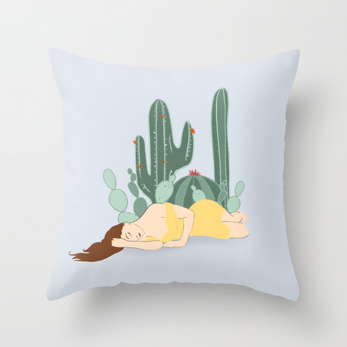 Cactus Nap Throw Pillow