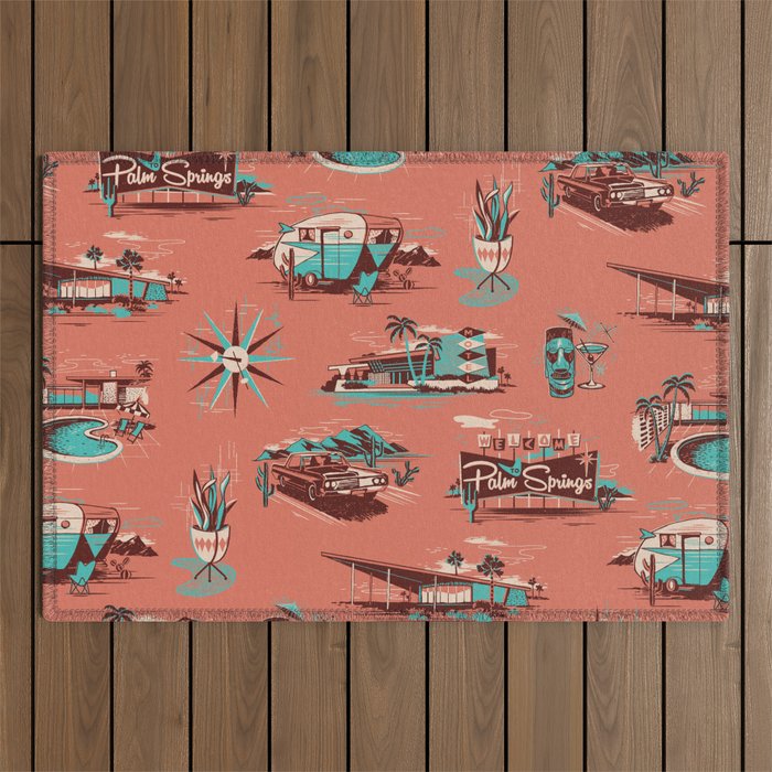 WELCOME TO PALM SPRINGS Outdoor Rug