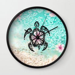 Hibiscus Turtle Wall Clock