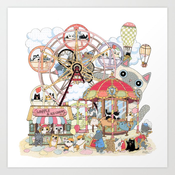 Amusement park Art Print by shangheeshin | Society6