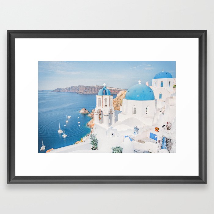 Cliffside in Santorini Framed Art Print