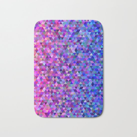 Aztec Pink & Blue Geometric Pixels Bath Mat