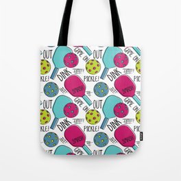 Pickleball Pattern Graphic Blue Magenta Lime Tote Bag
