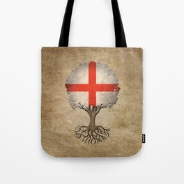 Vintage Tree of Life with Flag of England Tote Bag