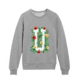 Capital Letter U Alphabet Monogram Initial Flower Gardener Kids Crewneck