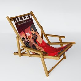 Vintage French Lillet Rouge Wine Aperitif Advertisement Poster Sling Chair