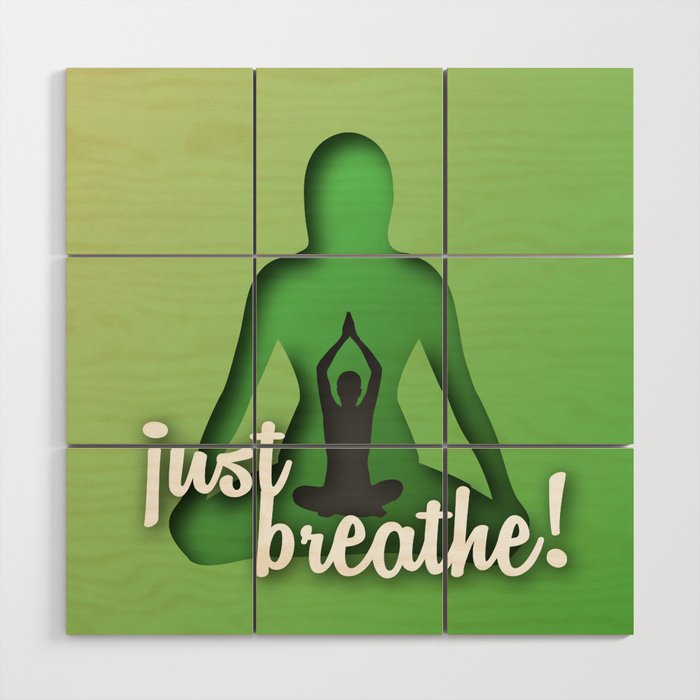 Yoga and meditation quotes paper cut out effect green Wood Wall Art