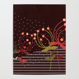 landscape flowers -  Illustration mauve Poster