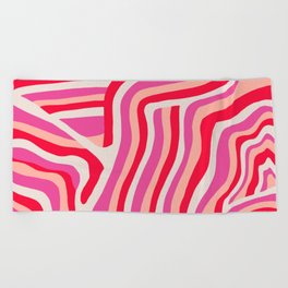 pink zebra stripes Beach Towel