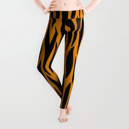 tiger stripes pattern orange black  Leggings