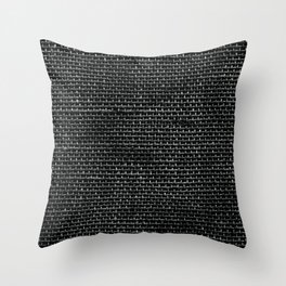 Black Burlap texture  Throw Pillow