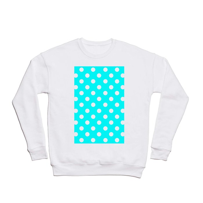 Polka Dot Texture (White & Cyan) Crewneck Sweatshirt