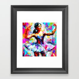 Ballerina dancing on stage Framed Art Print