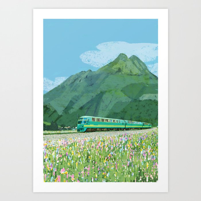 Spring train Art Print by Tatsuro Kiuchi | Society6