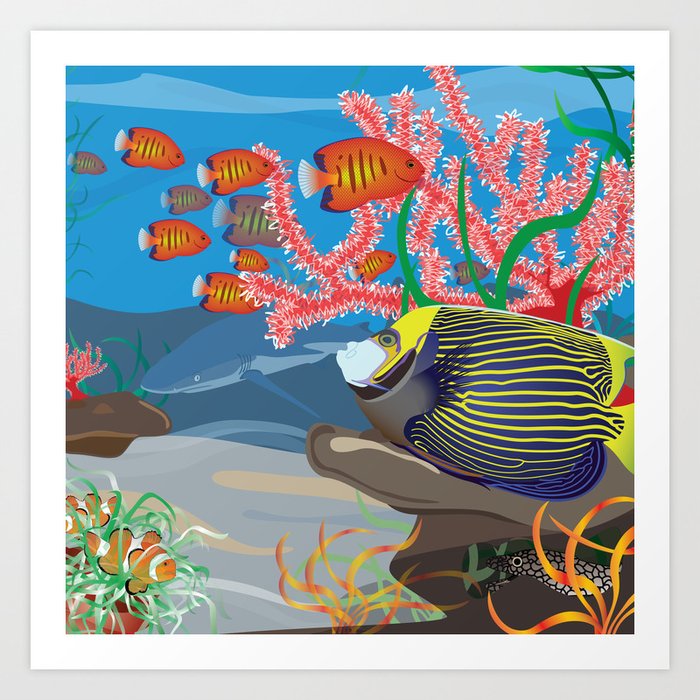 Aquarium Marine Reef Art Custom Art Print By Lizardgd Society6