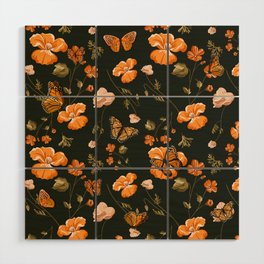 Monarch Butterflies and Orange Poppies Wood Wall Art