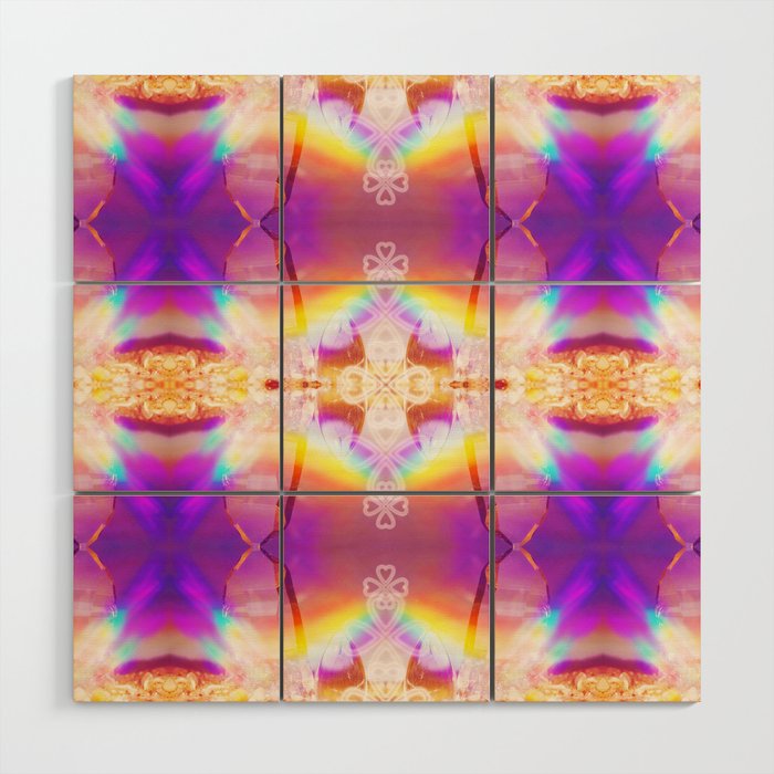 Hydro rAiNbOw Quartz Crystal Mandala Grid of Love Wood Wall Art