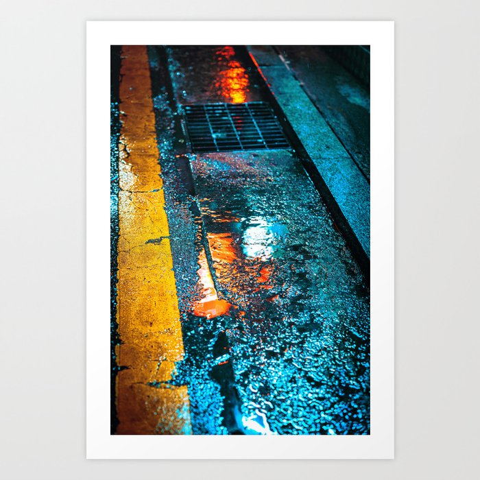 Neon Reflections in Seoul Art Print