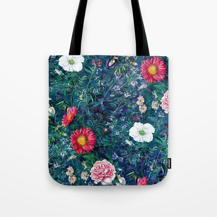 Spring Flowers Dark Tote Bag by rizapeker | Society6