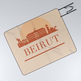BEIRUT LEBANON CITY SKYLINE EARTH TONES Picnic Blanket