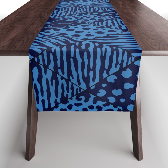 Abstract diamond animal print .  Midnight blue vector illustration pattern  Table Runner